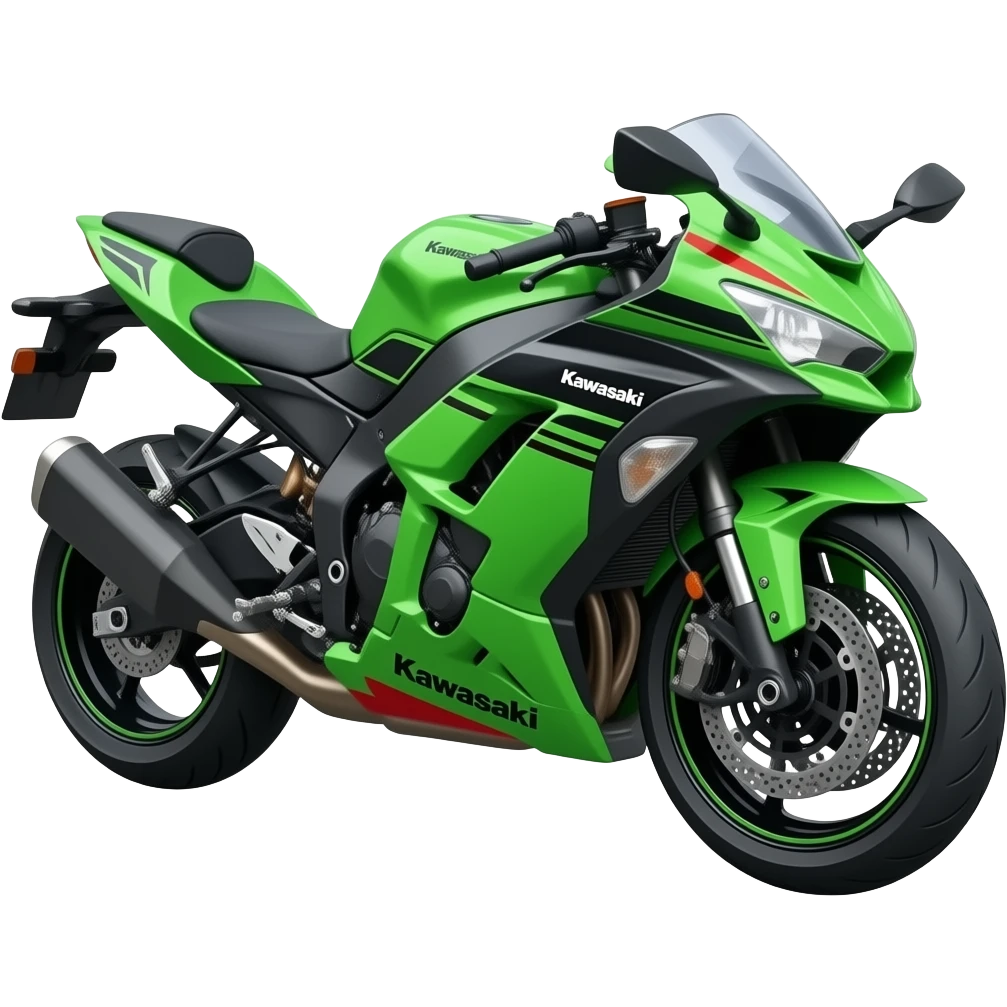 Мотоцикл Kawasaki весь зеленый без других рисунков emoji