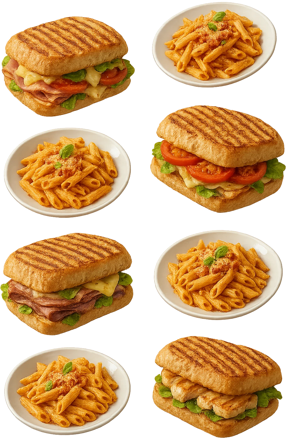 panini e pasta fluttuano in aria  emoji