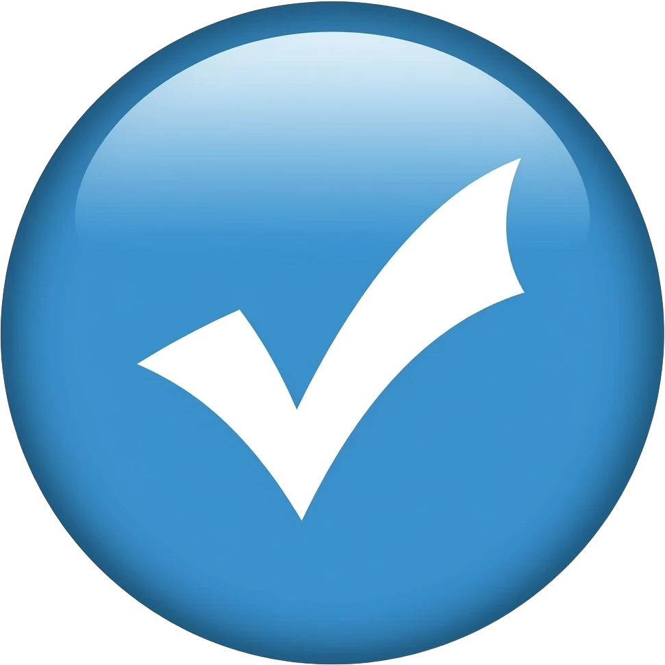 A white tick✔️ in a blue Circle 🔵 emoji