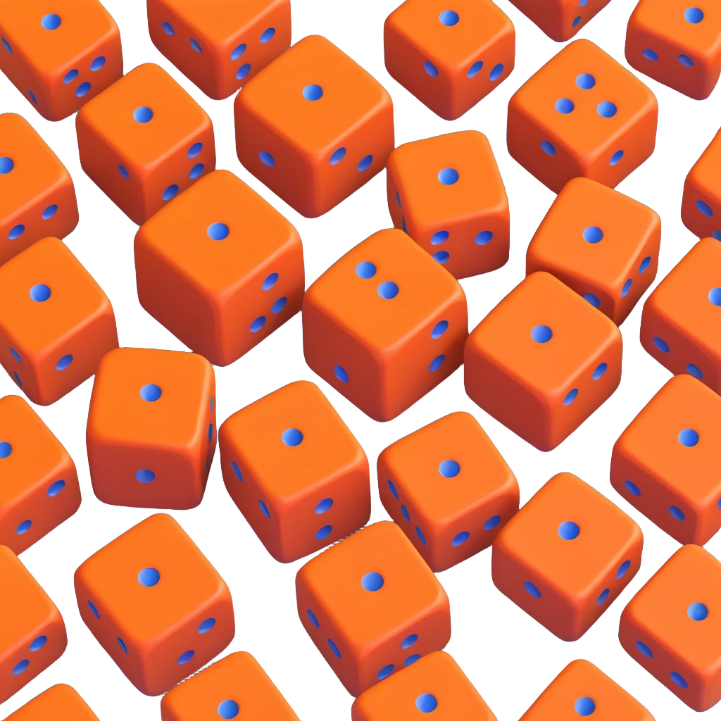 Hermès-style dice, 3D, orange leather, luxury, no text emoji