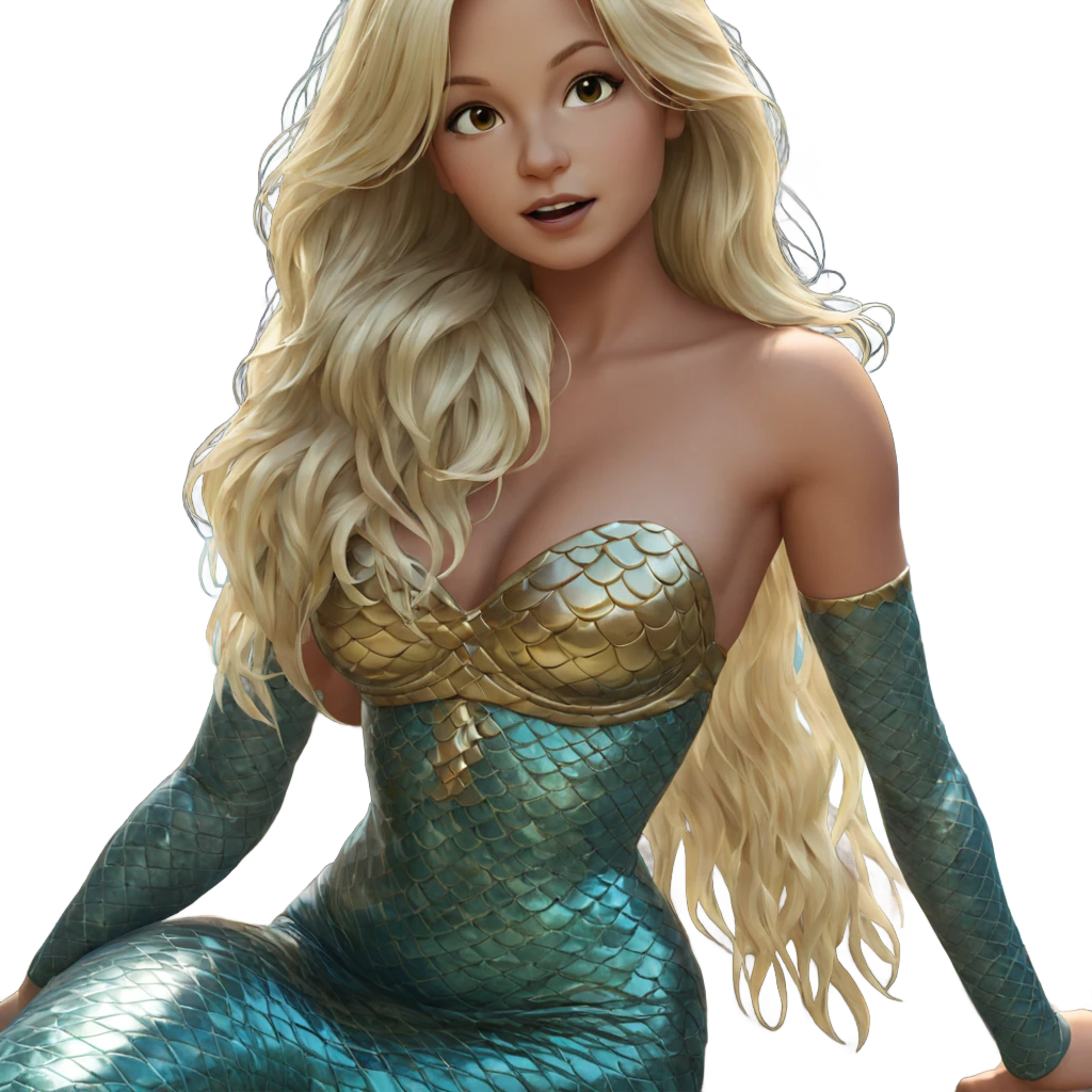 blonde mermaid on a rock emoji