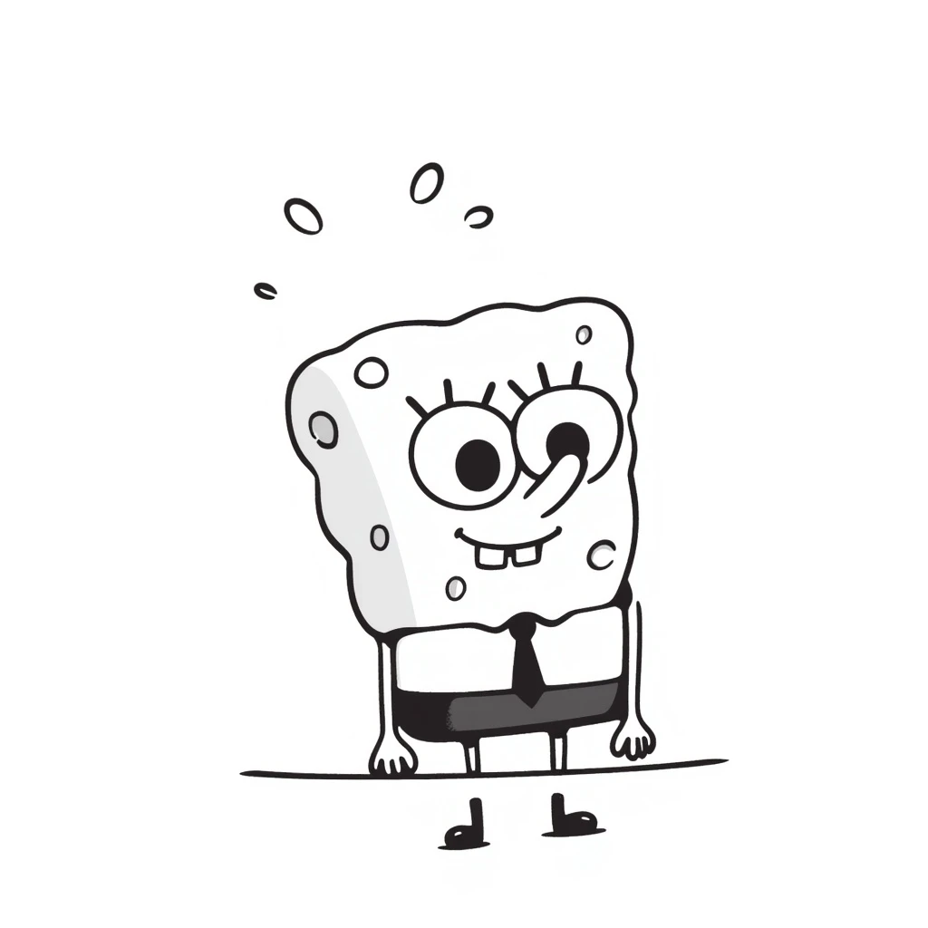 Spongebob Squarepants in hand-drawn doodle style, playful and sketchy emoji