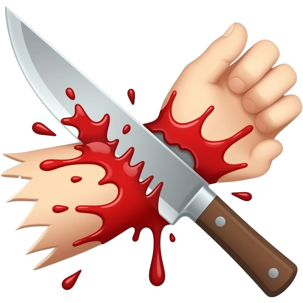 Forearm being cut with a blade and bleeding emoji