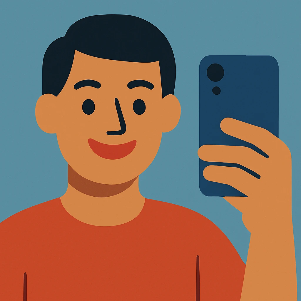 Flat design style selfie emoji
