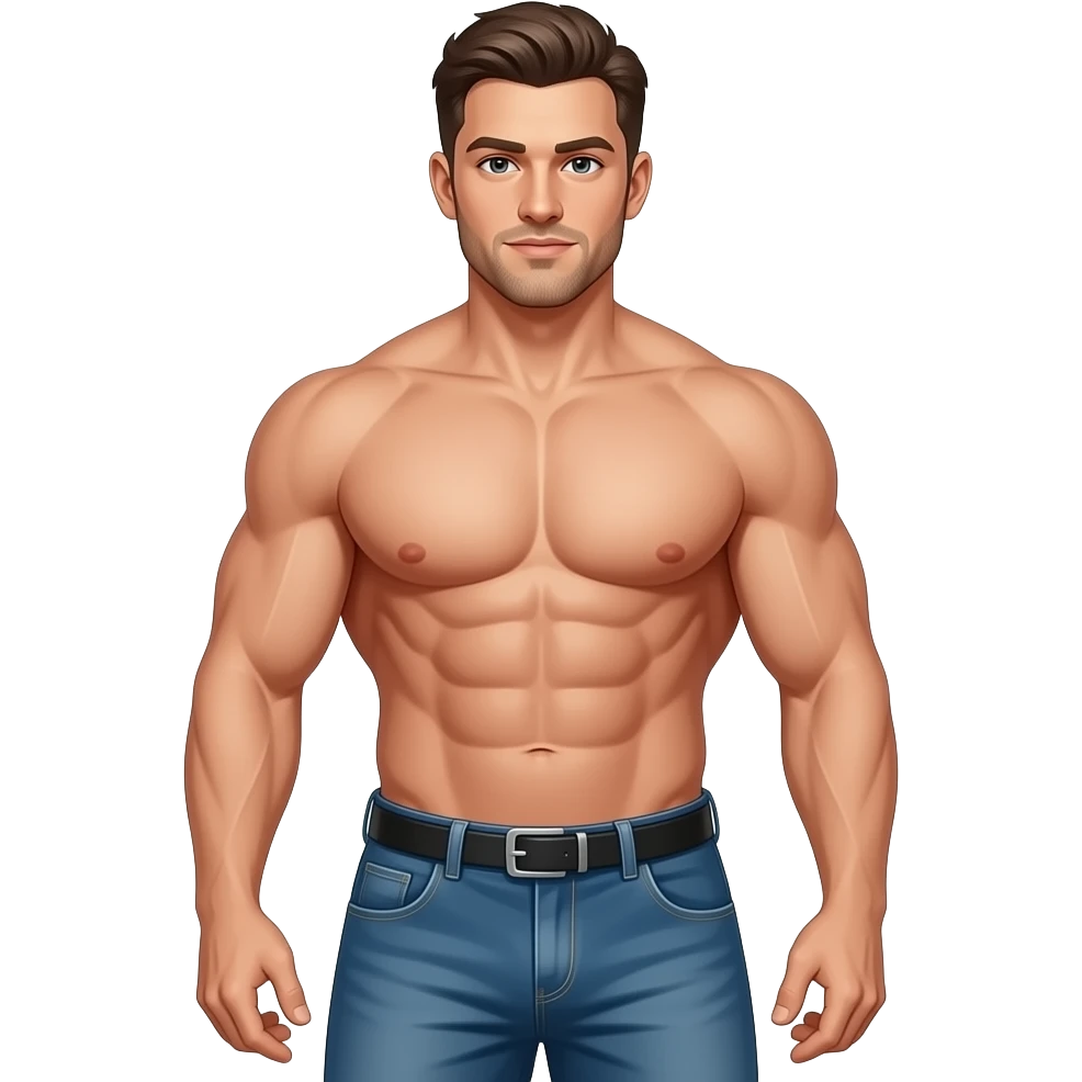full-body standing muscular man with bulge emoji