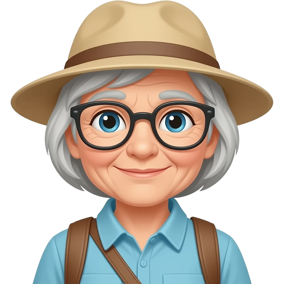 grandma traveler with cap emoji