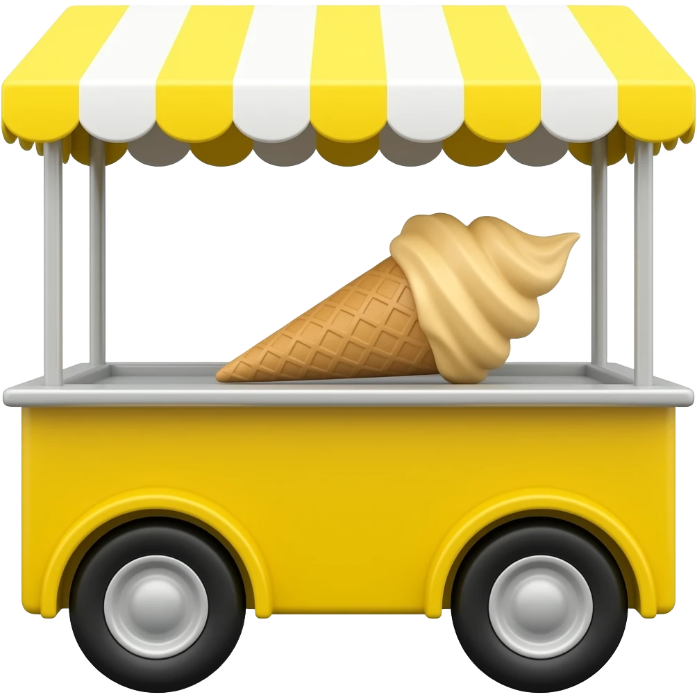 yellow ice cream cart with yellow umber emoji