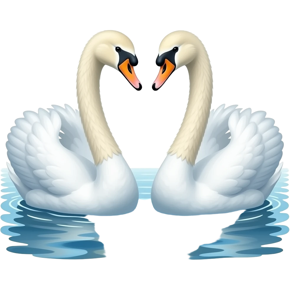 Two swans seeing each other in sea emoji