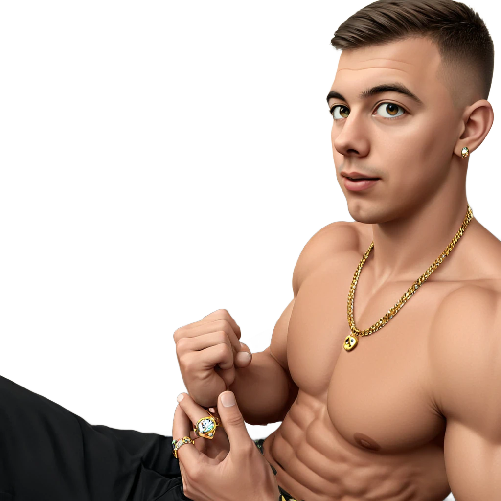 muscular boy with jewelry emoji