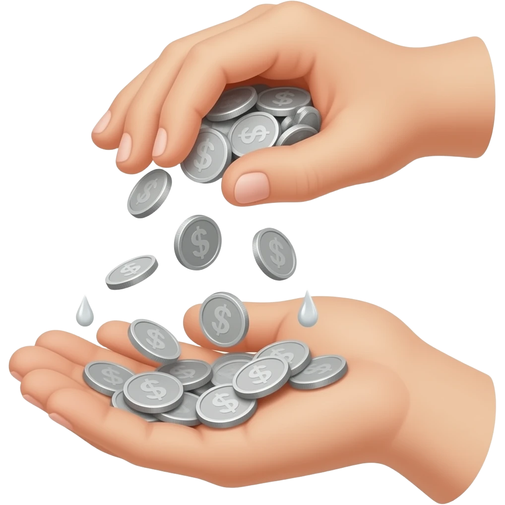 silver coins dropping out of womans hand emoji