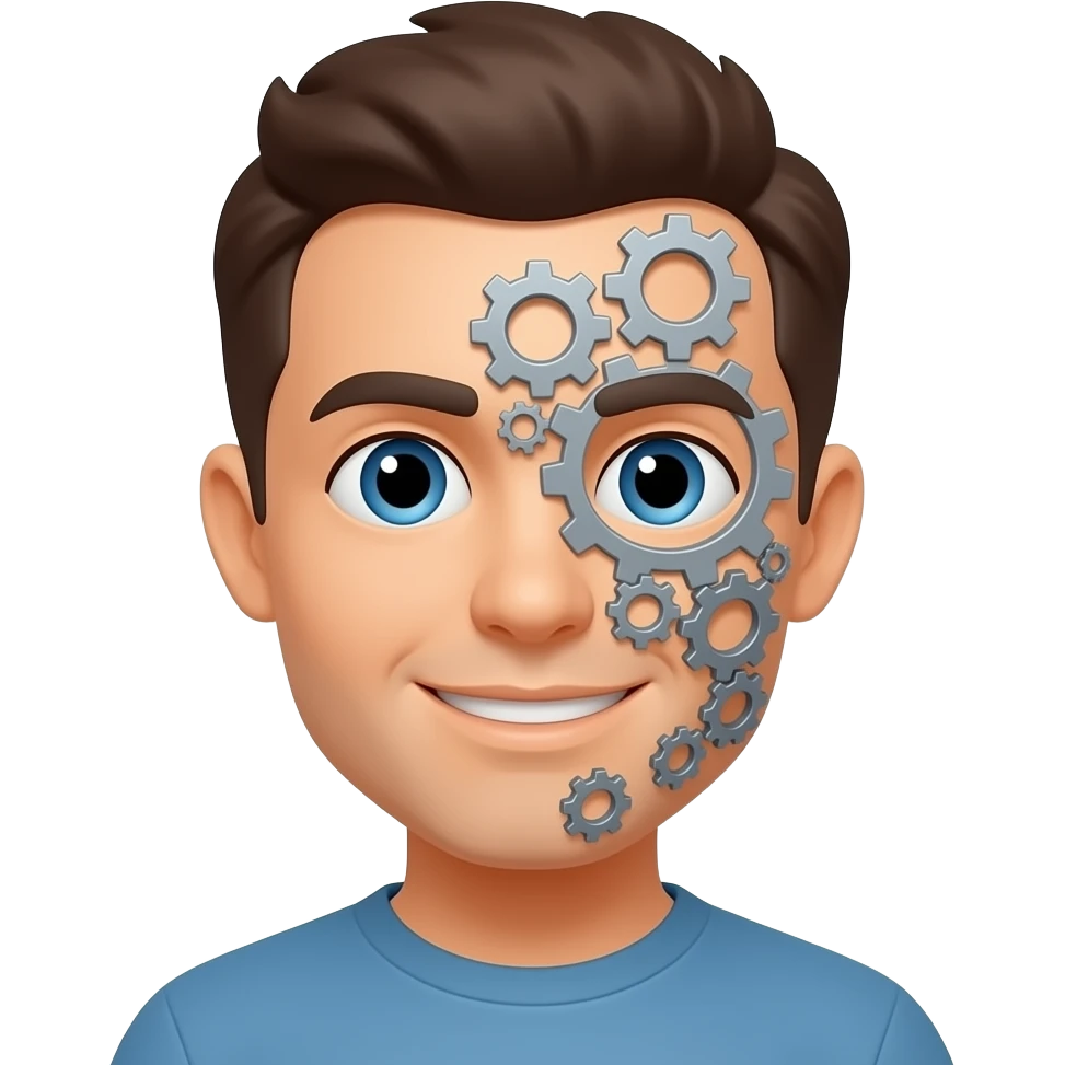 crea un emotiocno de represente engranajes grises si cara emoji