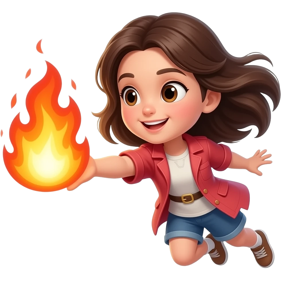 a girl throwing a fireball emoji