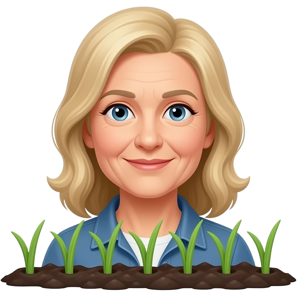 50 year old medium long blonde hair planting grass plugs emoji