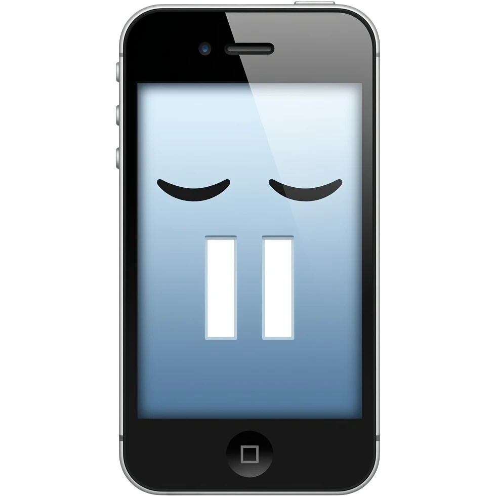 Phone face with closed eyes and pause symbol emoji