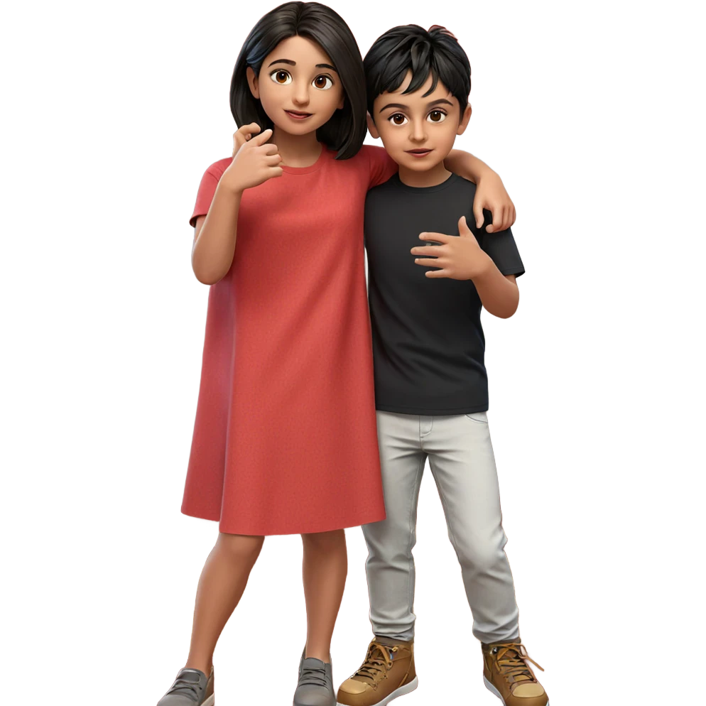 girl and boy portrait together emoji