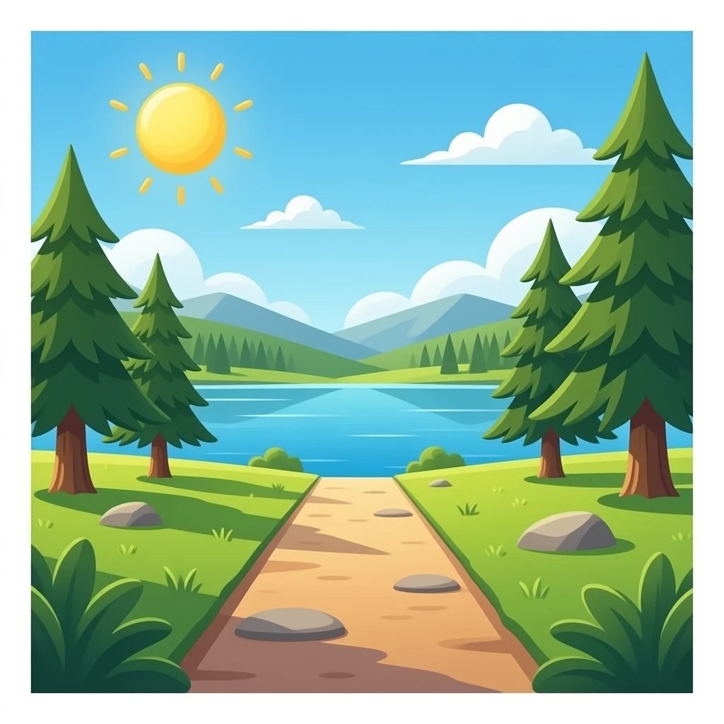 walking trail near a lake emoji