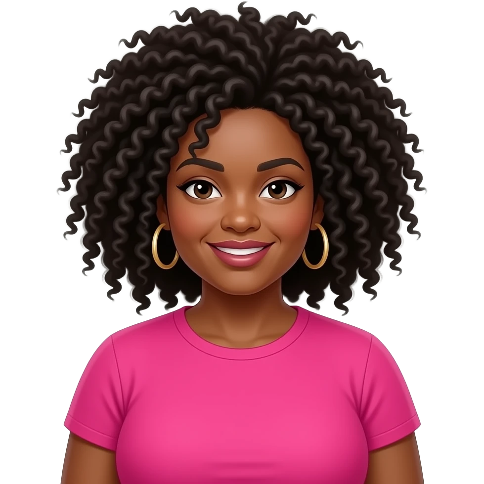 chubby lady with afro hairs wear vibrant pink clothes front view emoji