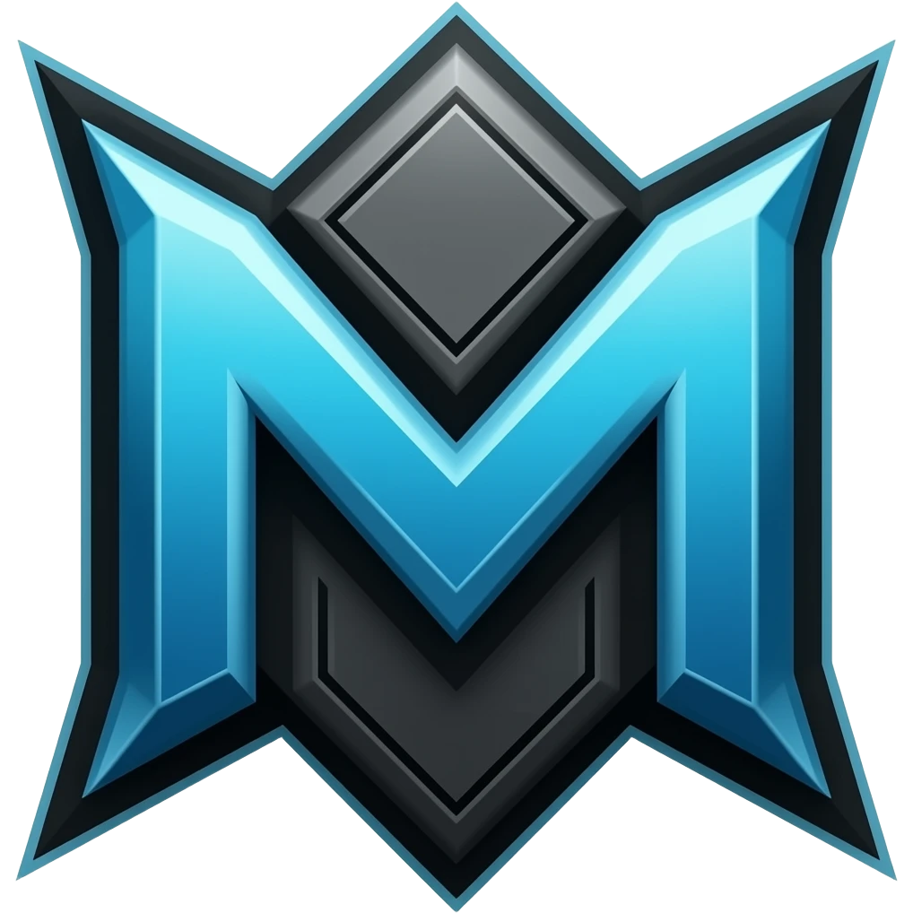 Logo team esport black and blue, no estilo syberpunk com as letras "M" e "R" emoji