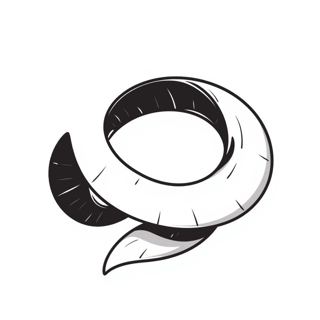 Mobius strip made of a ribbon, hand-drawn, sketchy, artistic emoji