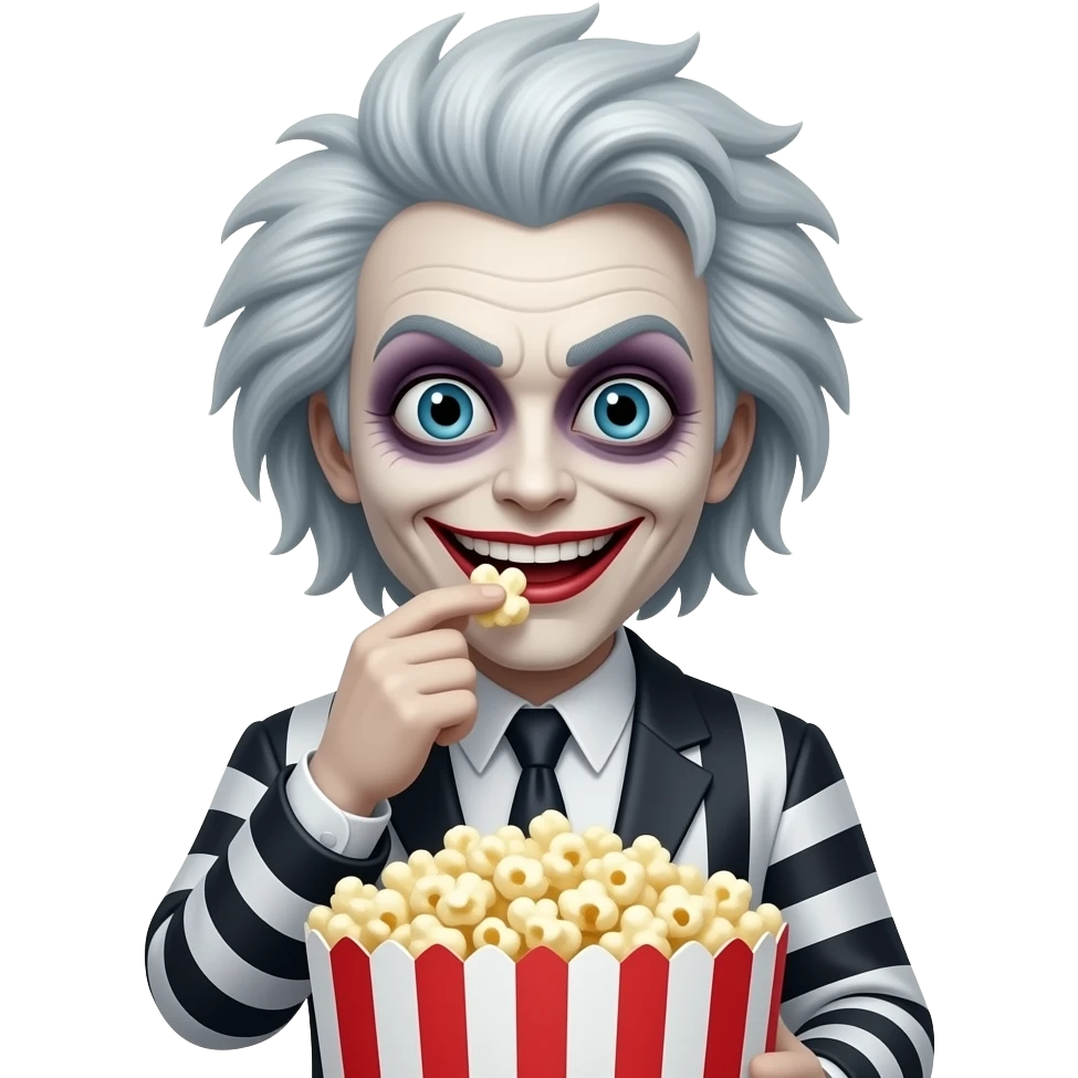Beetlejuice eating popcorn emoji