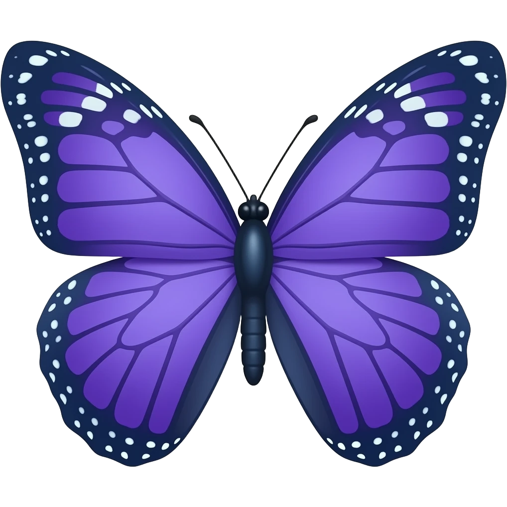 based on this emoji, make a purple butterfly exactly like this one, and add blue details on it emoji