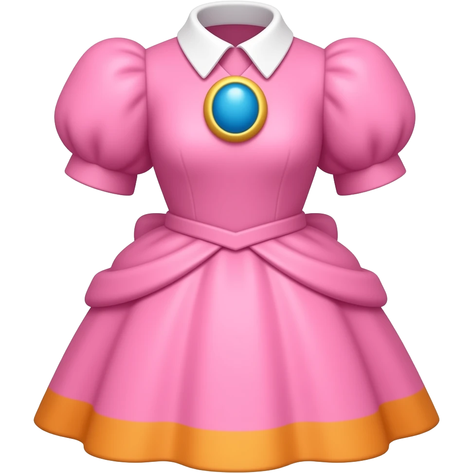 Emoji of Toadette's pink dress only, puffy pink sleeves, white collar and white circular brooch on chest, orange hem, clean white background, simple cute cartoon emoji style, front view, no head no face emoji