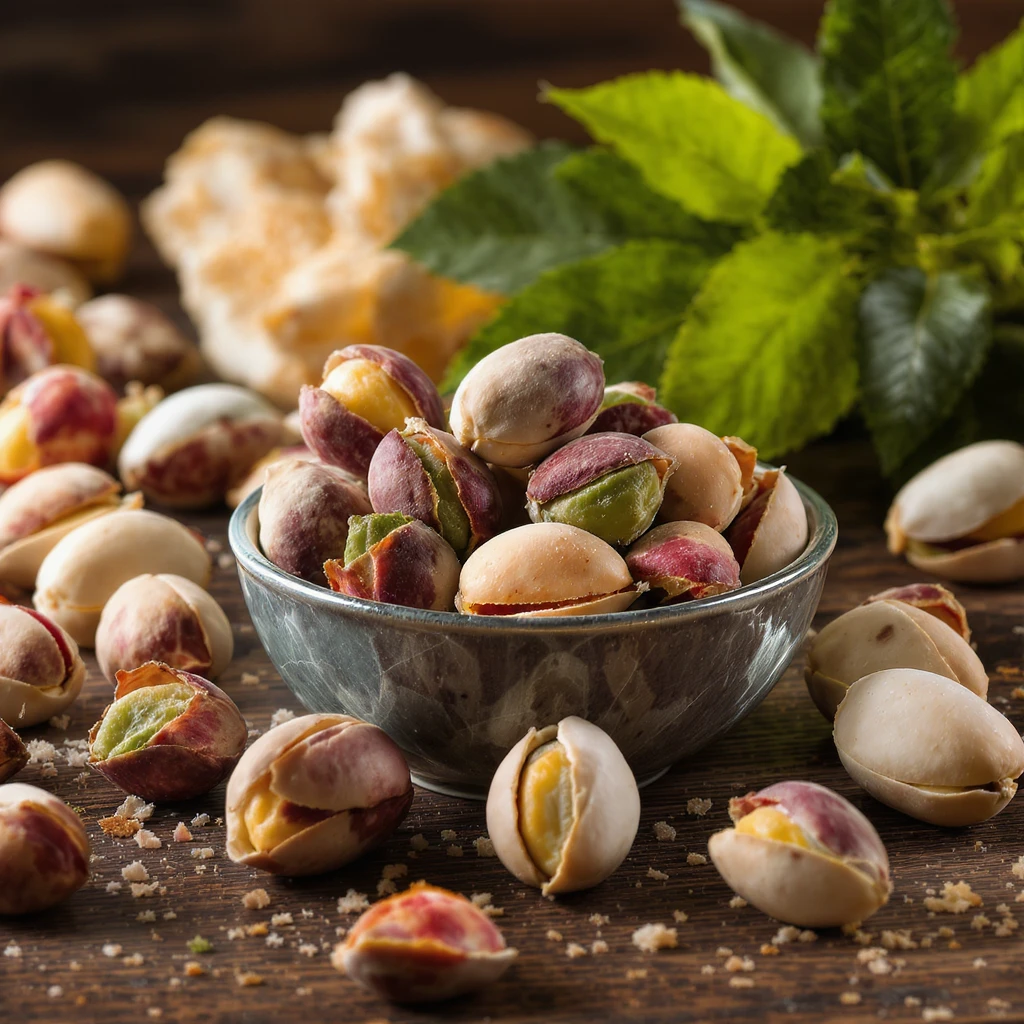 realistic pistachios, close-up, detailed texture, natural lighting emoji
