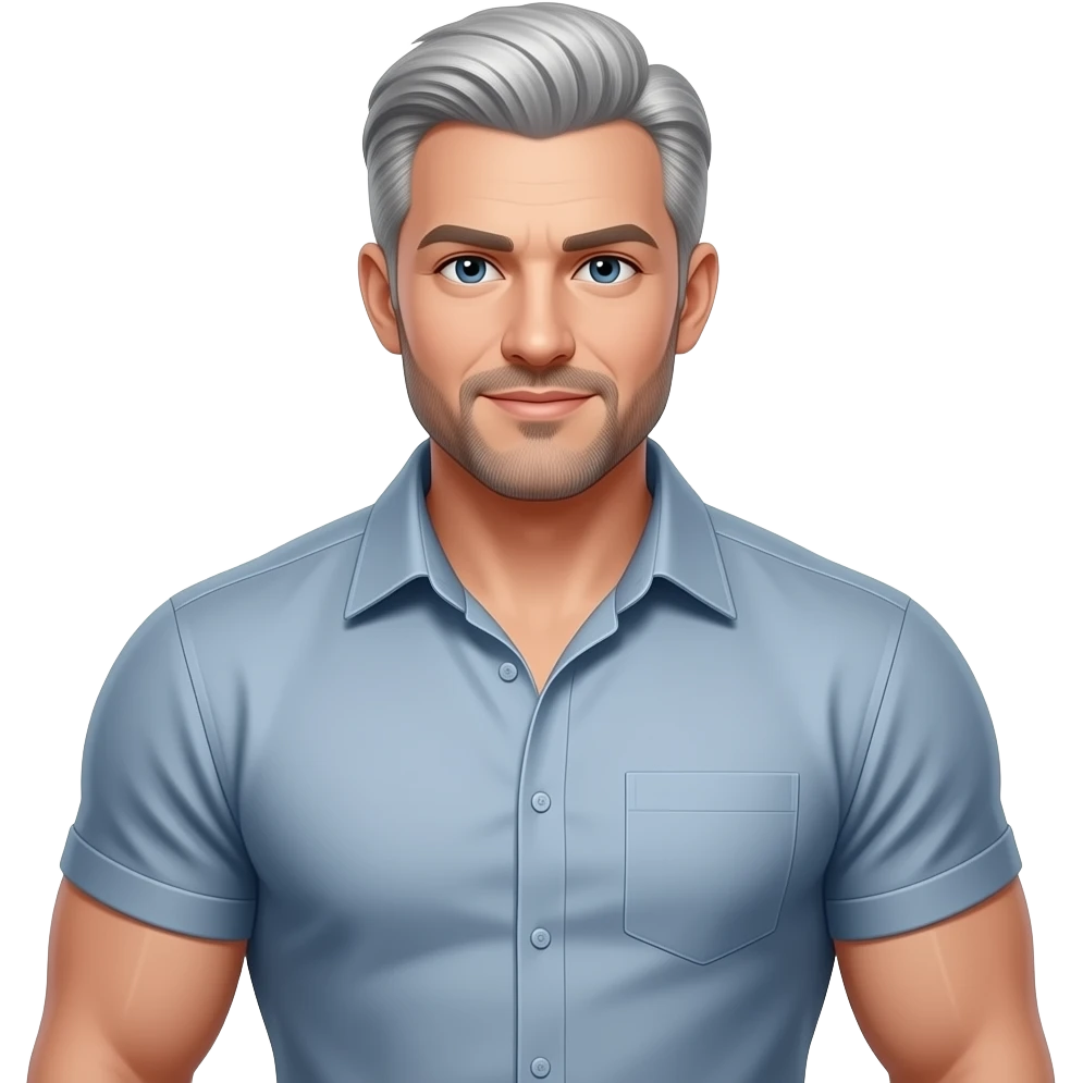 Sexy gray haired daddy muscular tight shirt emoji