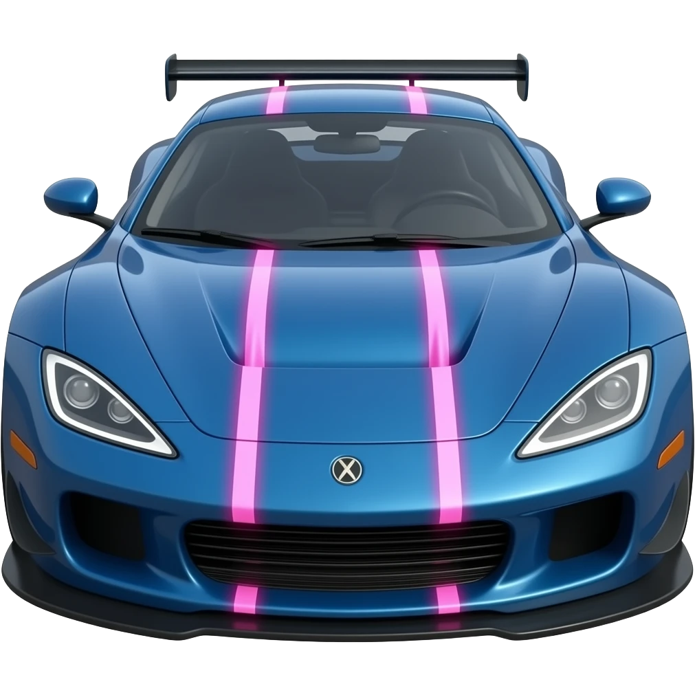 Blue race car with pink leds emoji