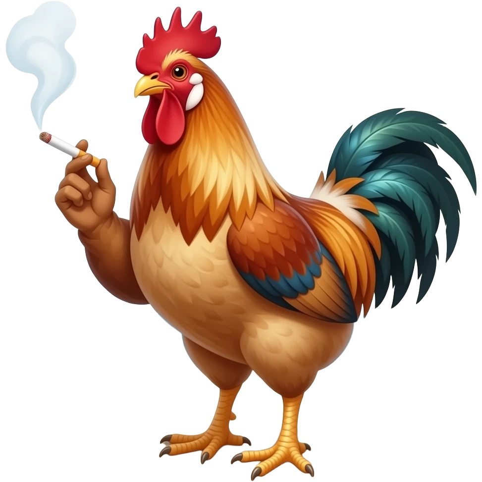 Toallim y el pollo pepe en la playa fumando un porro emoji