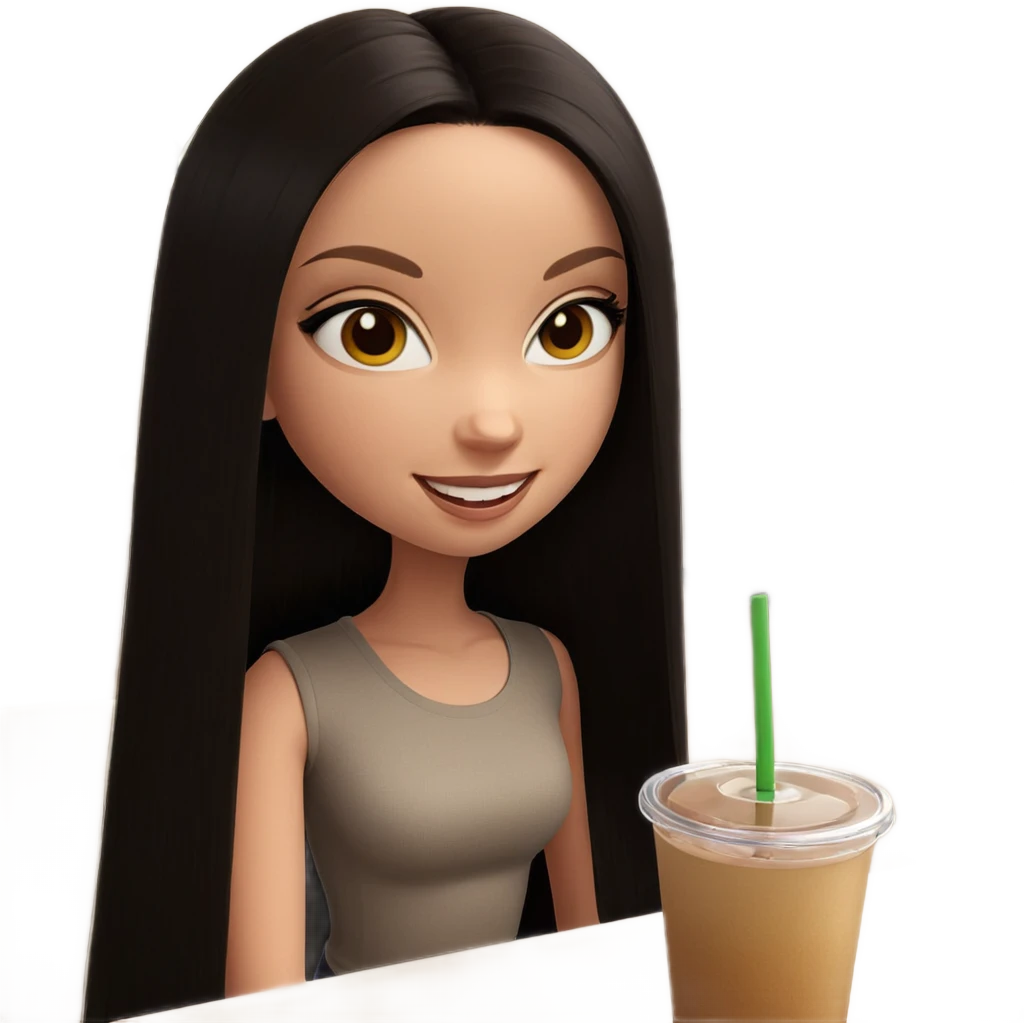 smiling girl with drink indoors emoji