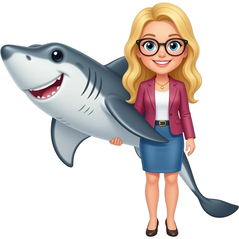 Smiling Stingray with glasses as blonde women emoji