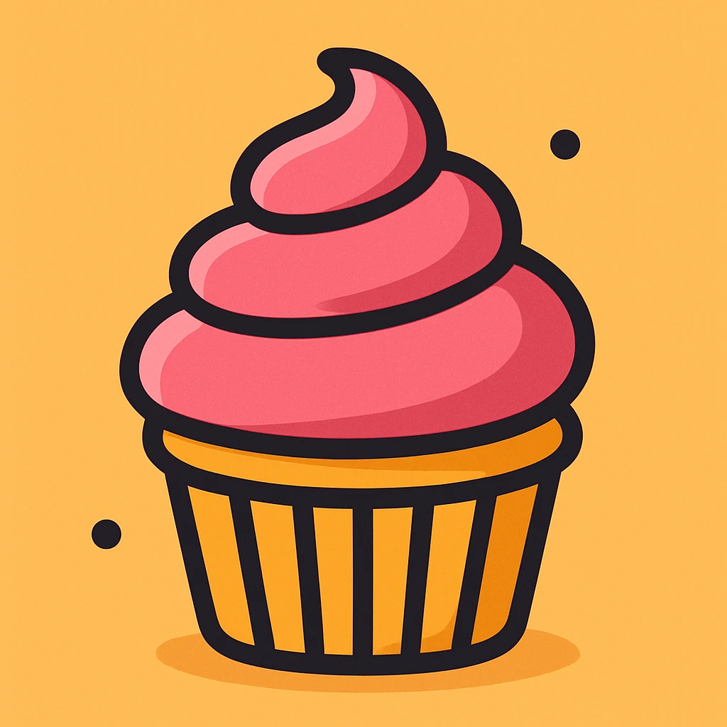 A cupcake with pink icing emoji