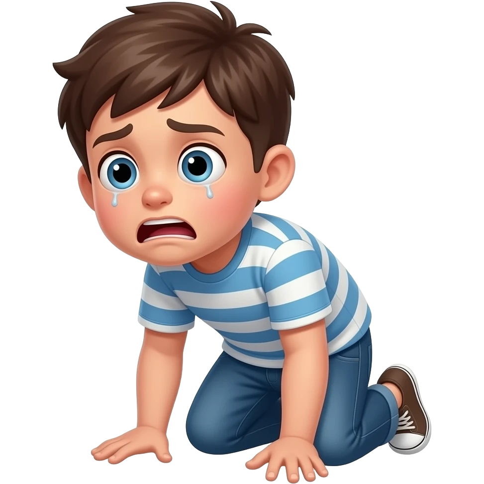 un ragazzo in ginocchio impaurito emoji