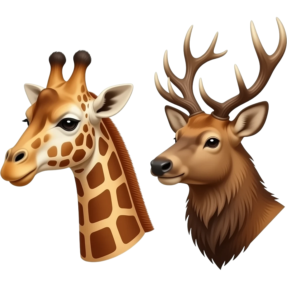 Einfacher Giraffenkopf und Elchkopf nebeneinander emoji