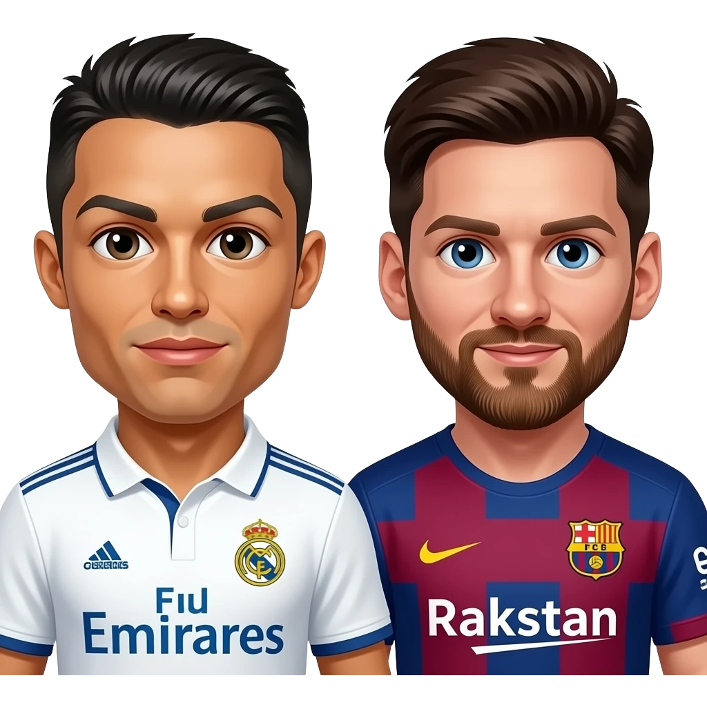Cristiano con la camisa de Real Madrid y Messi con la del barca emoji