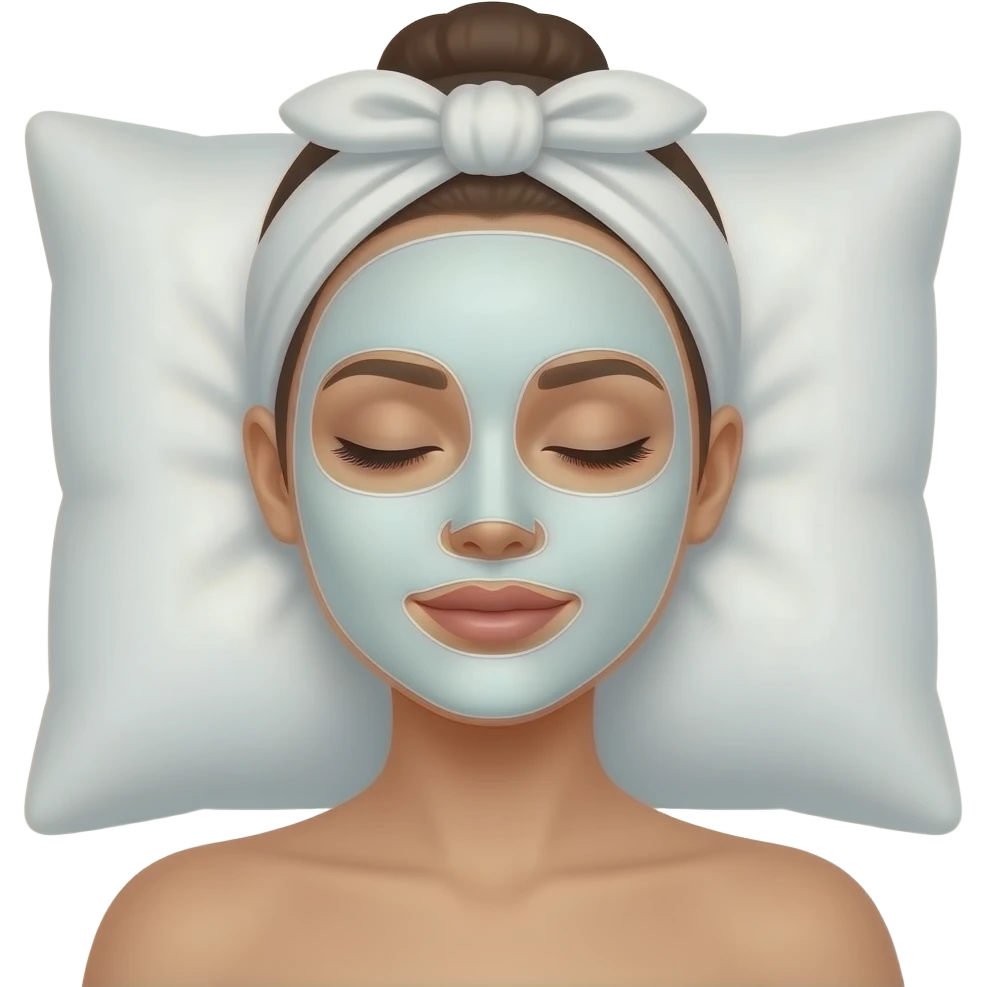 woman with face sheet mask spa beauty relaxed with eyes closed no pillow emoji