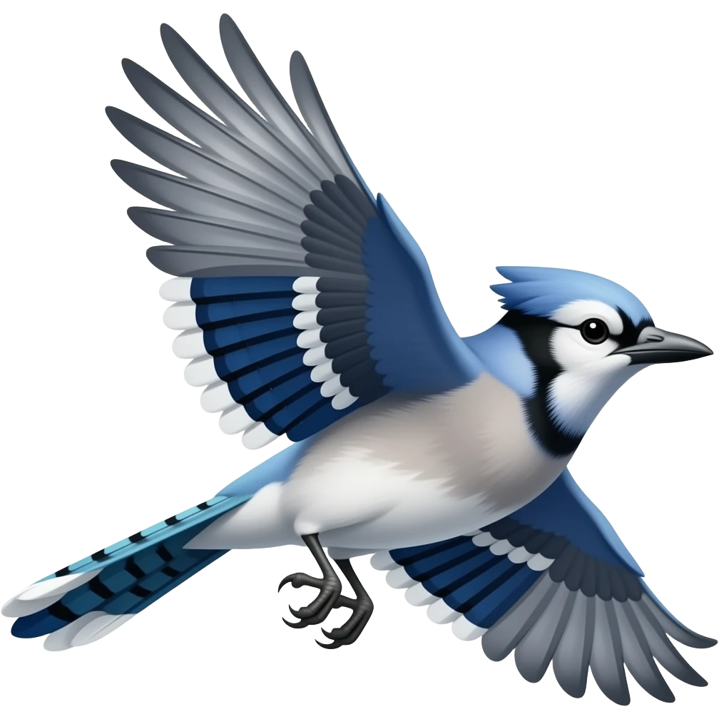 flying blue jay. going to the right emoji