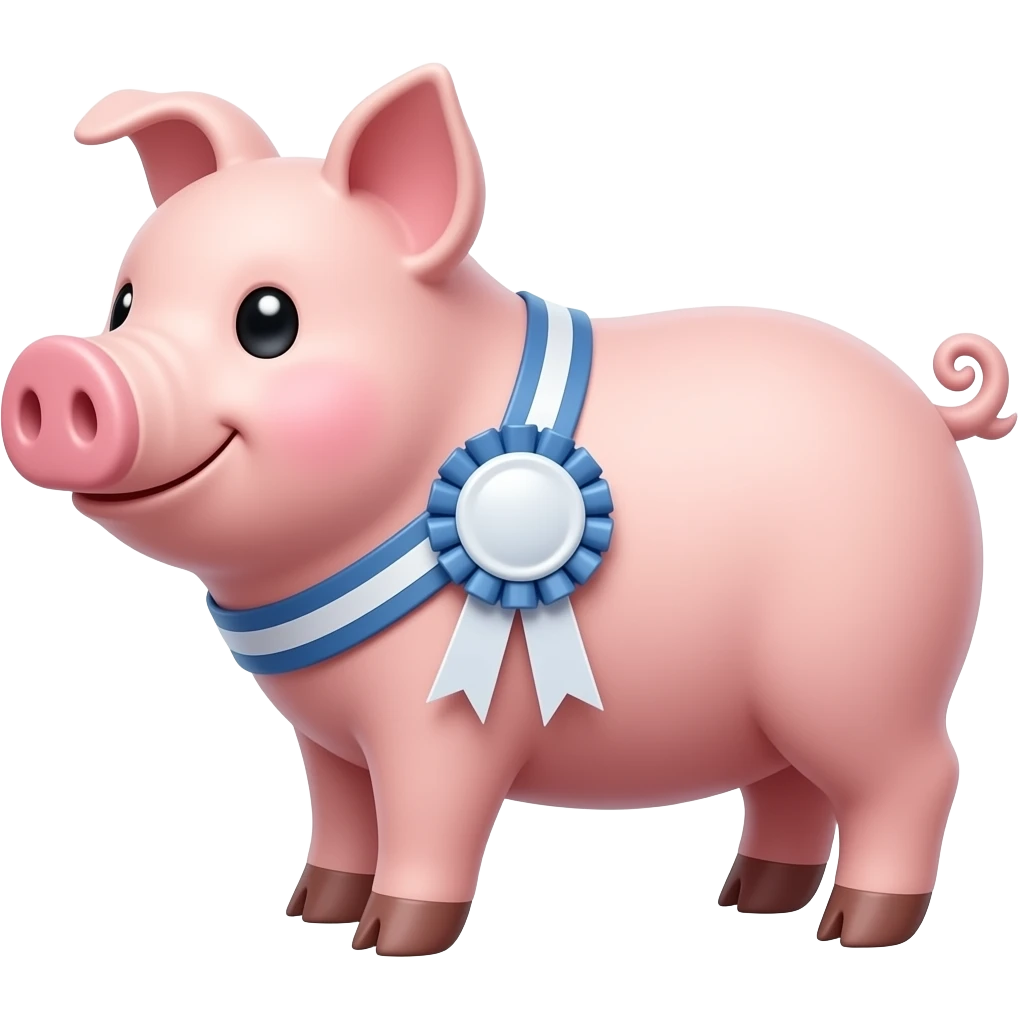 Pig wearing a first place ribbon emoji