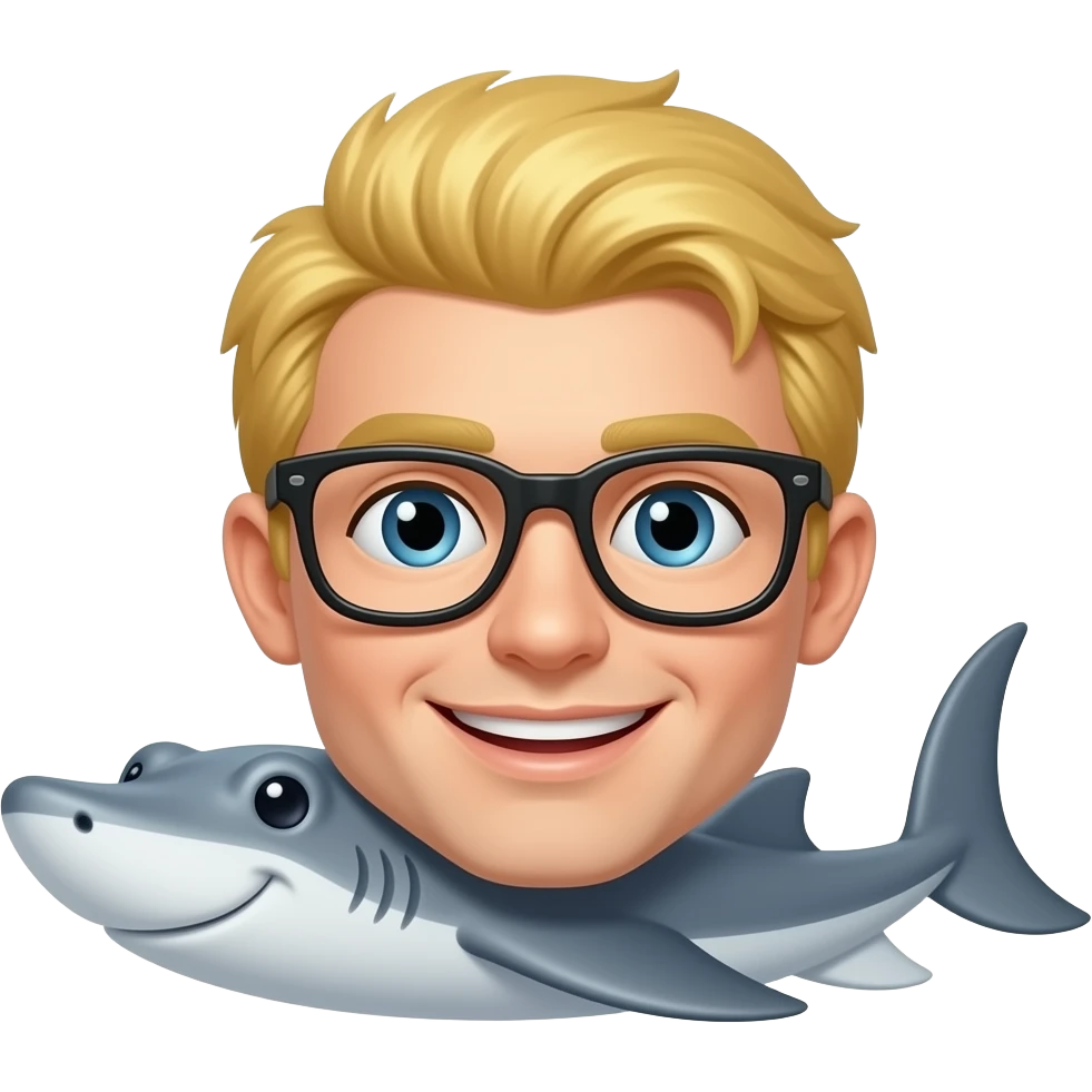 Smiling Stingray with glasses and blonde hair emoji