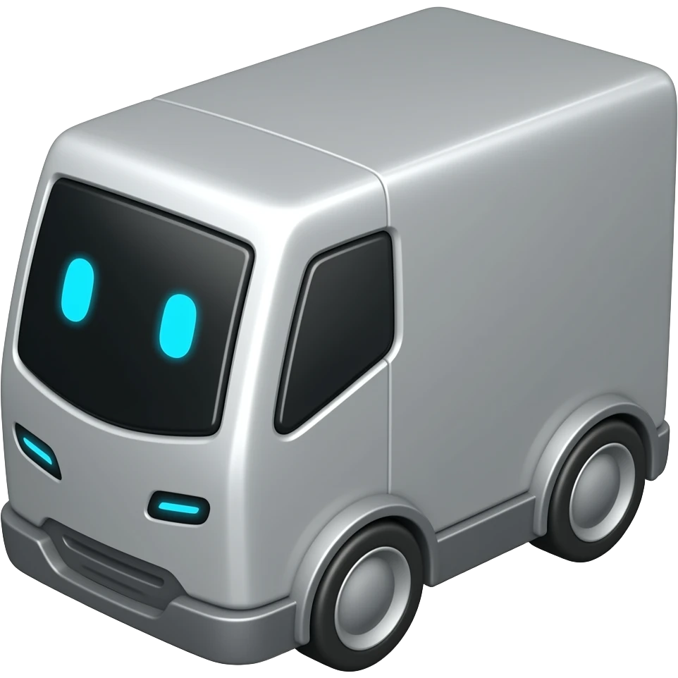 Rectangle shape metalic solid delivery robot emoji