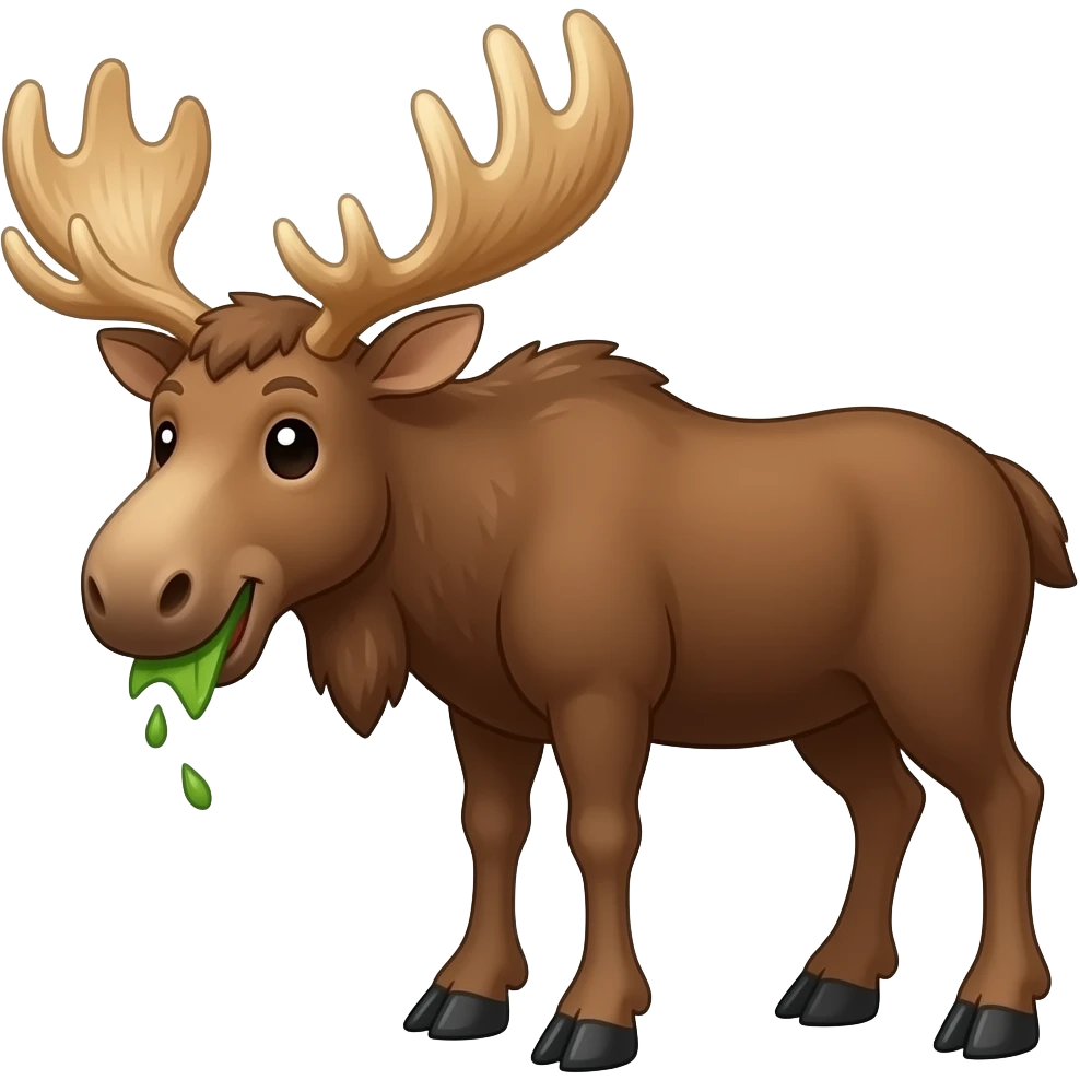 Cartoon moose eating emoji