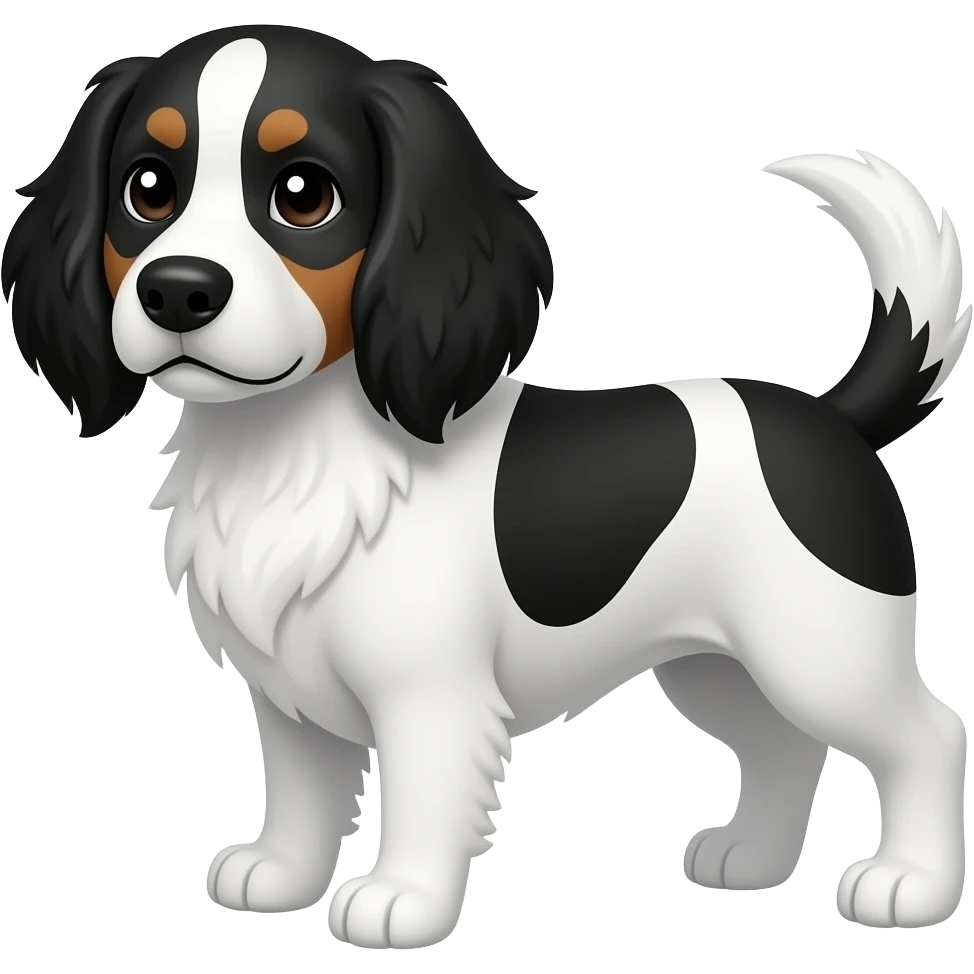 Perro bodeguero ratonero andaluz negro y blanco con cejas marrones que es como si tuviera 4 ojos emoji