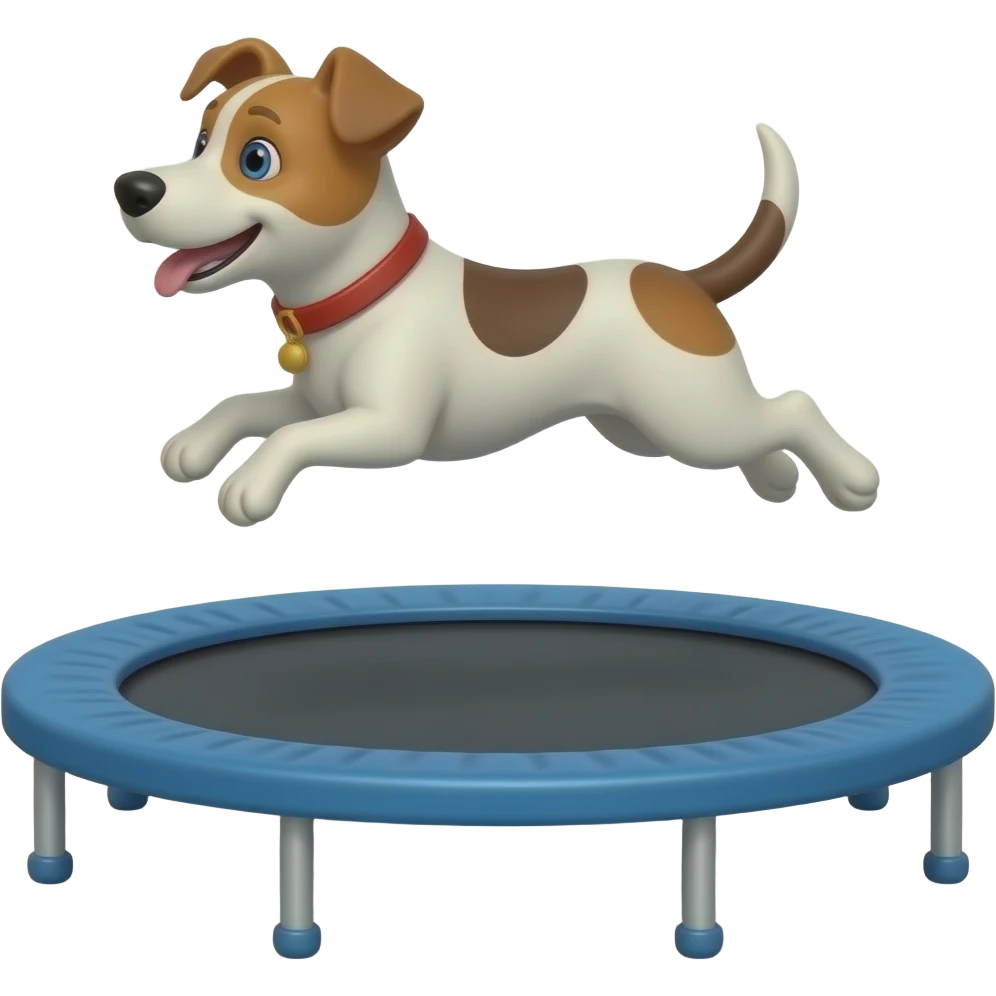 Make a dog jumping on a trampoline emoji