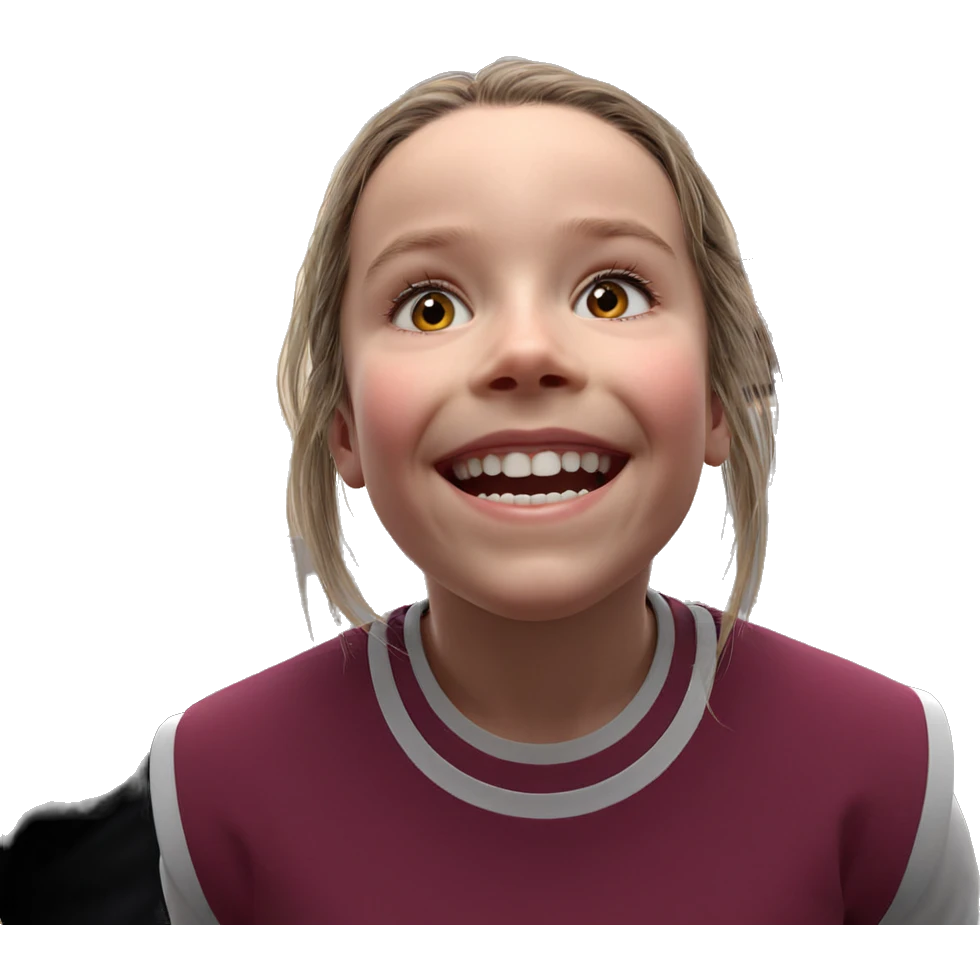 smiling girl in horror scene emoji