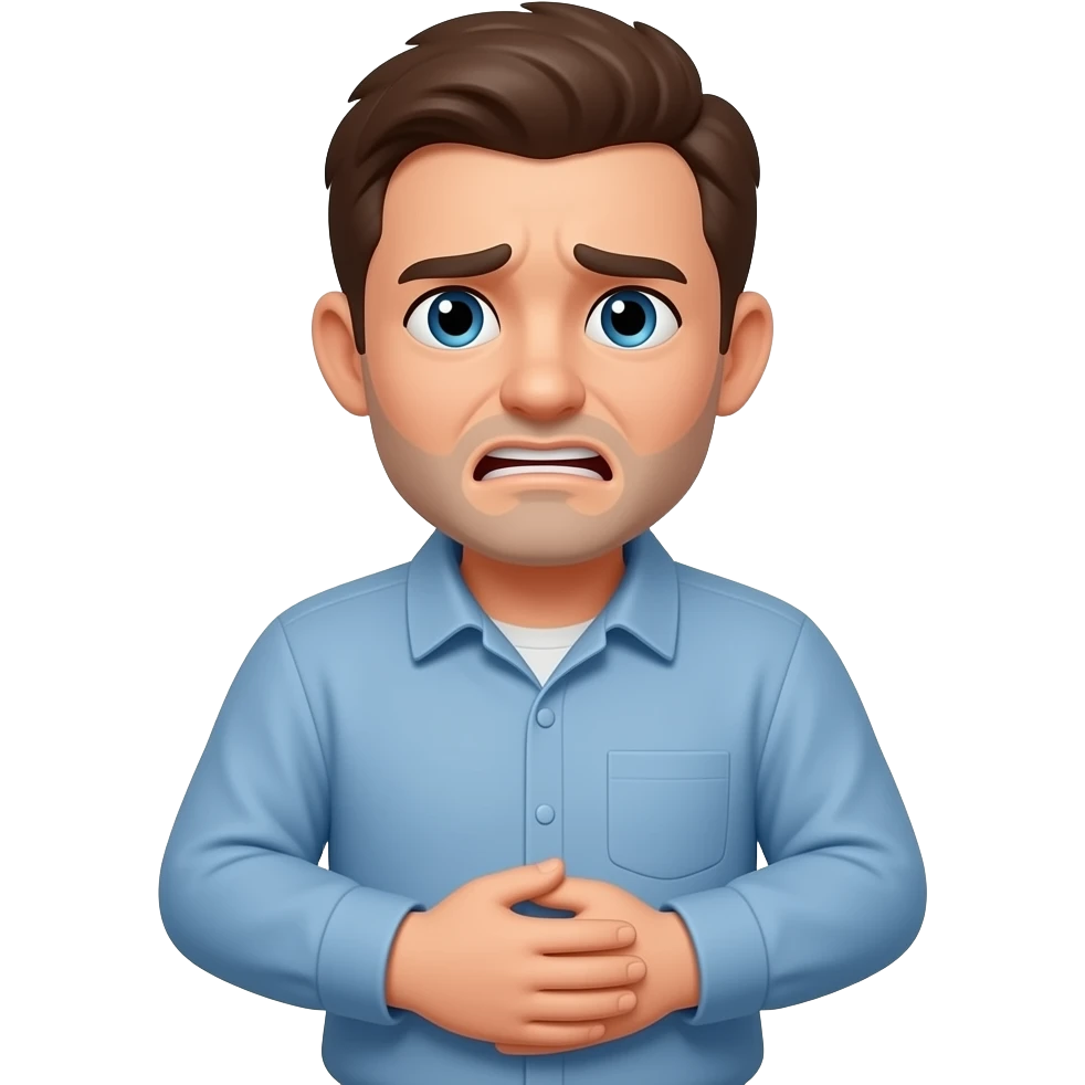 pessoa com dor na barriga estilo apple emoji