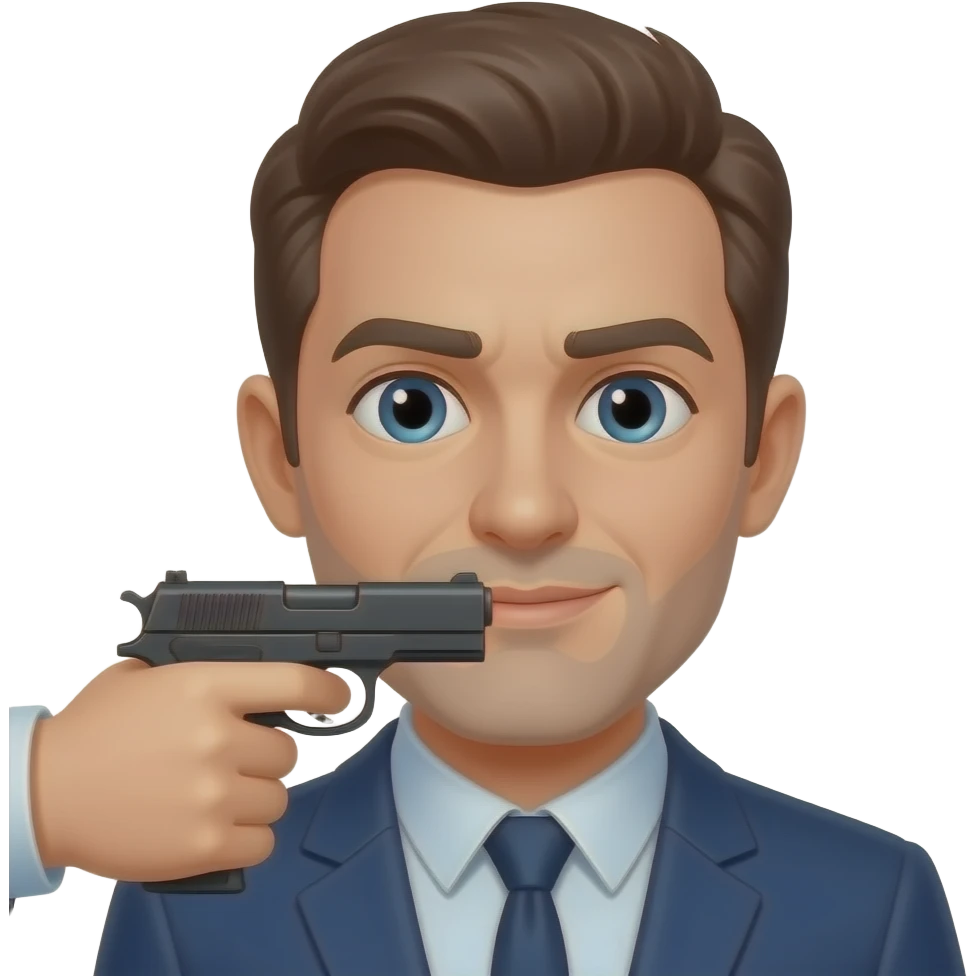 man with gun pointing in mouth emoji