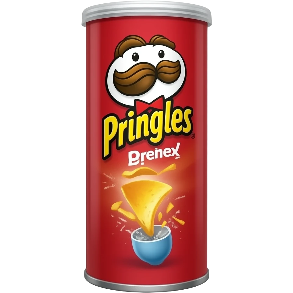 potato chips tube can (Pringles style),red cylindrical can, bright colors, glossy 3D, minimal label no brand, realistic lighting, centered, transparent background or green background, high resolution emoji