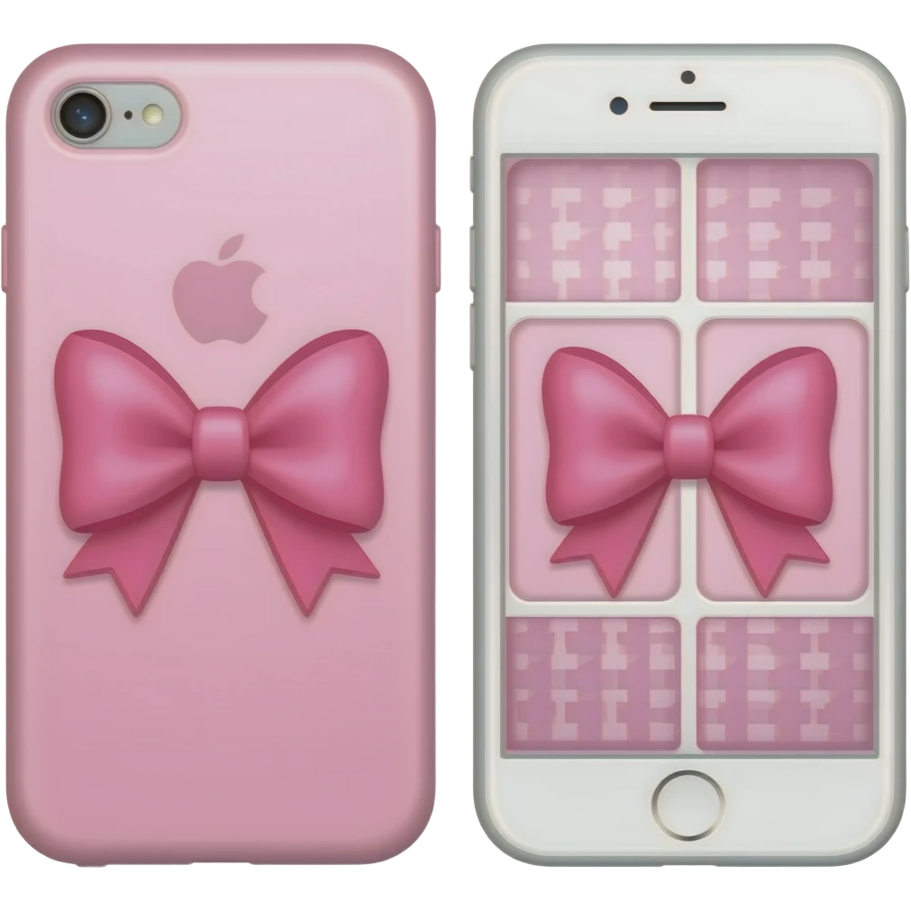 Cute pink  iphone with bows emojis emoji
