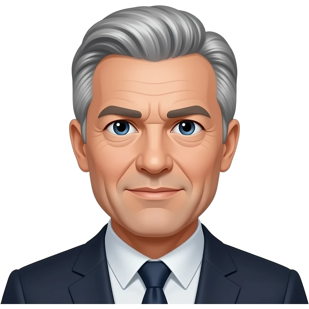 A stern man, gray hair emoji